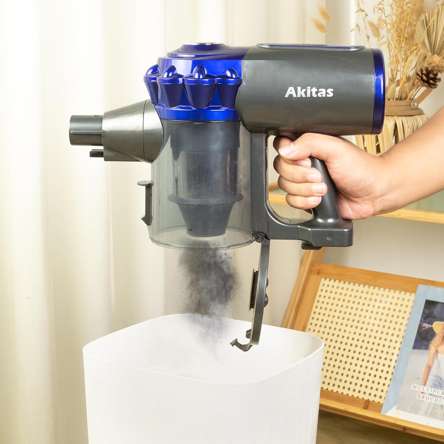 Cordless Stick Vacuum 0.8L 22.2V 150W 2-in-1 Handheld Upright Blue