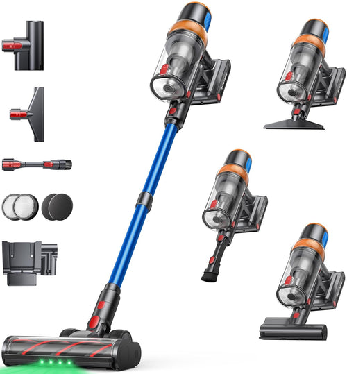 Cordless Stick Vacuum Cleaner 600W 50kPa Suction 65min Runtime Blue
