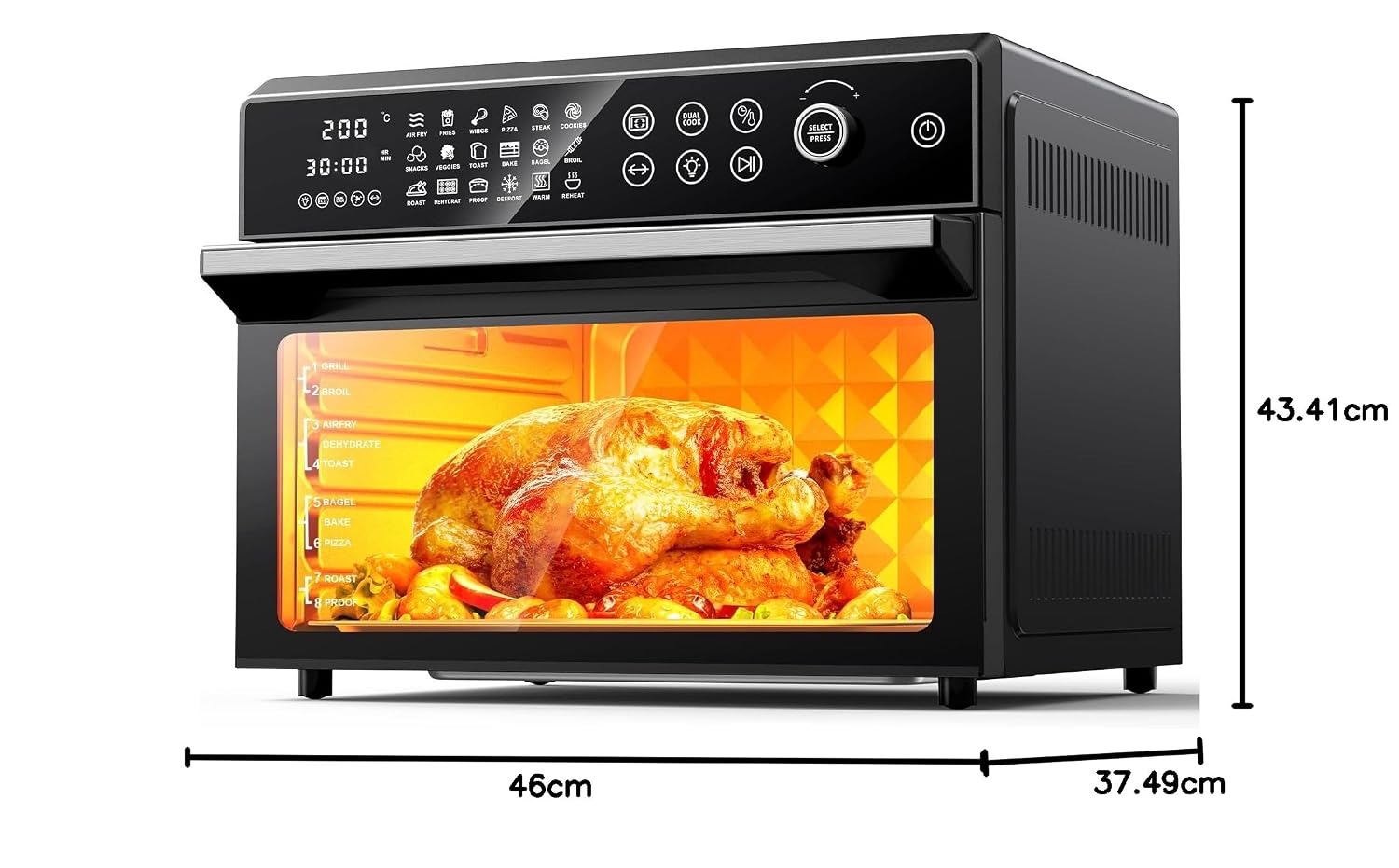 Air Fryer Oven 30L 18 Presets Dual-Cook Digital Touch Black