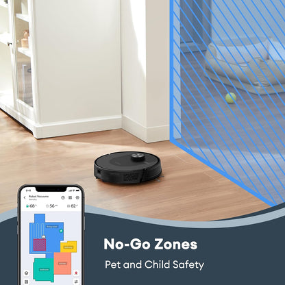Robot Vacuum Cleaner 8000Pa LiDAR Navigation 200Mins Runtime Black