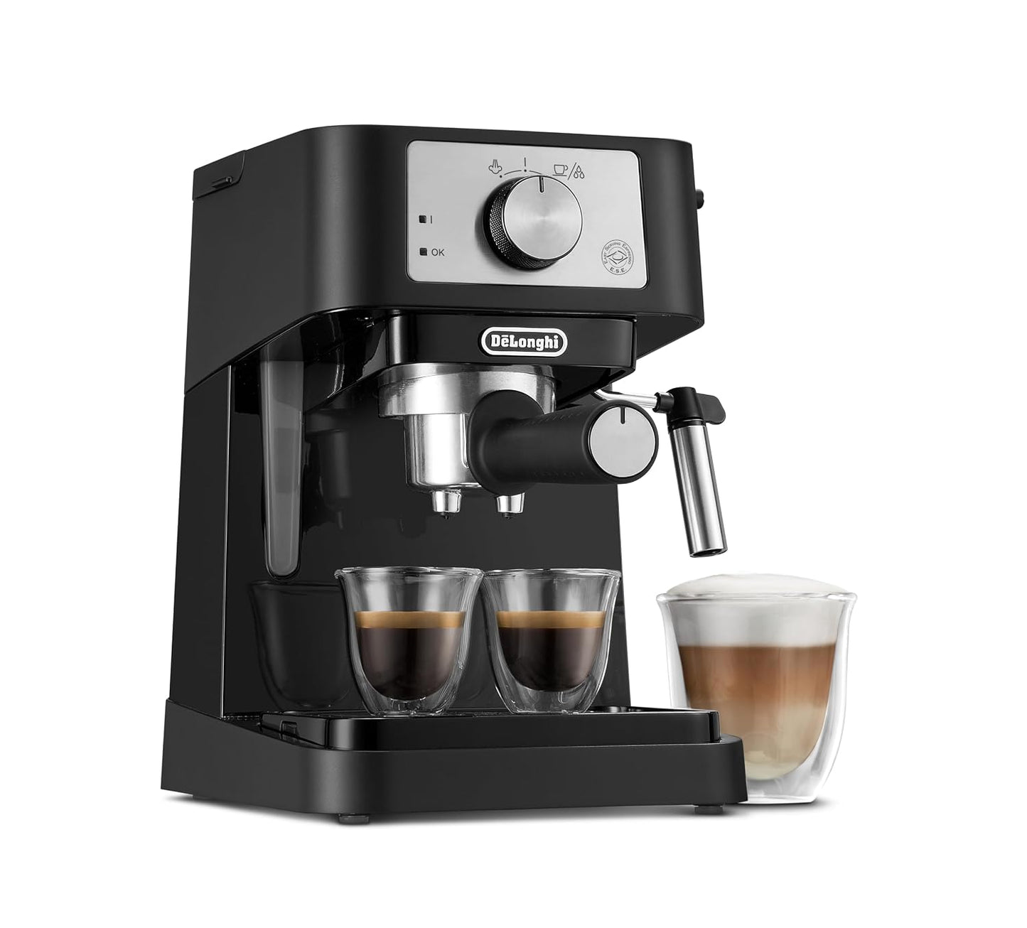Pump Espresso Coffee Machine 15 Bar 1L Stainless Steel Black
