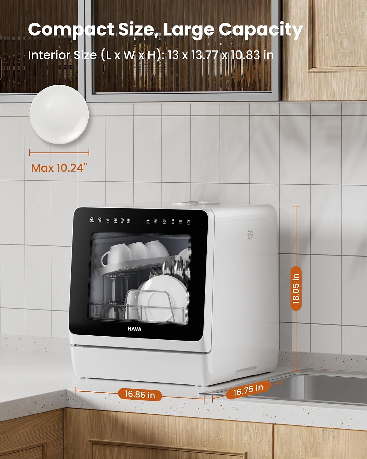 Countertop Dishwasher 5L 8 Programs With Water Softener Black