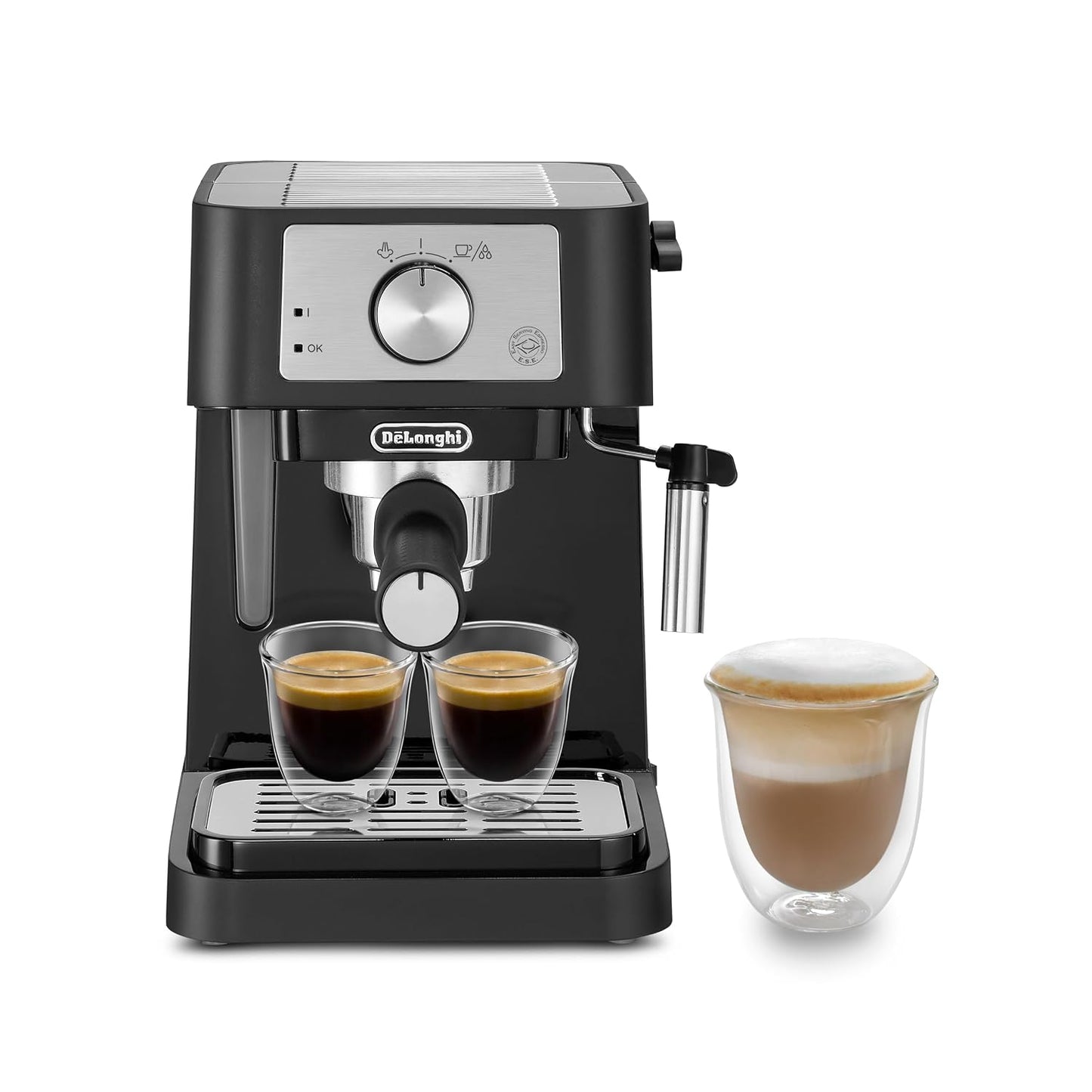 Pump Espresso Coffee Machine 15 Bar 1L Stainless Steel Black