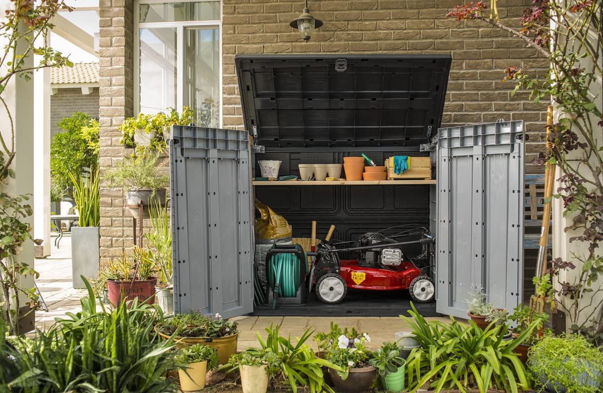 Outdoor Garden Storage Shed 57 X 32 X 48 In Grey Plastic Double Doors