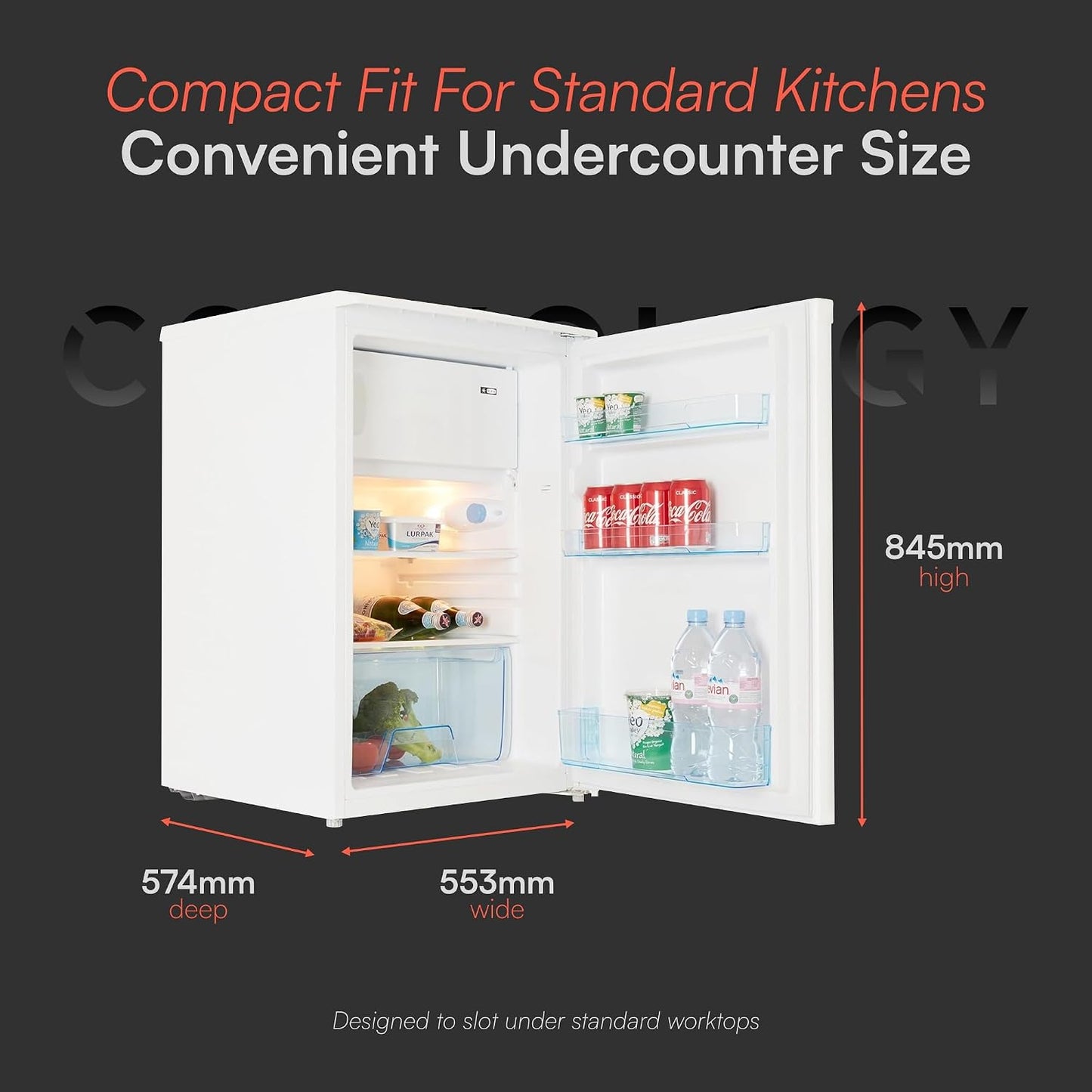 Freestanding Larder Fridge 113L 55cm With Ice Box White