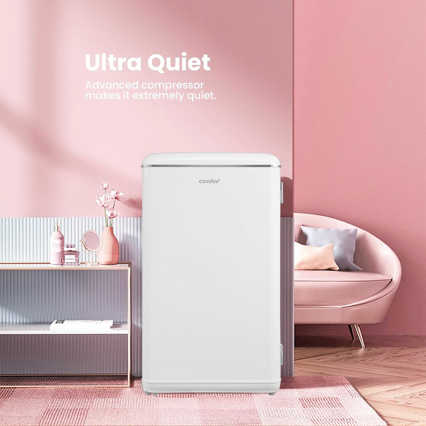 Under Counter Fridge 93L Retro Chiller Box Adjustable Thermostat White