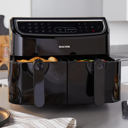 Dual Air Fryer 8.2L 12 Presets Sync & Match Cook Black