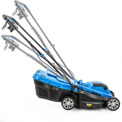 Corded Electric Lawn Mower 33cm 1300W 30L Grass Box 3 Heights Blue