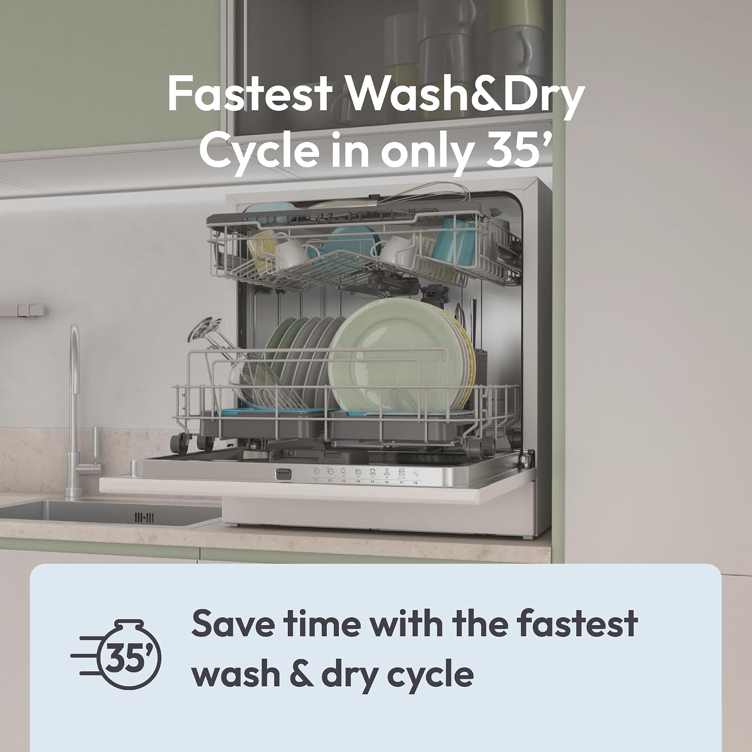 Table Top Dishwasher 6 Place Settings 35 Min Cycle White
