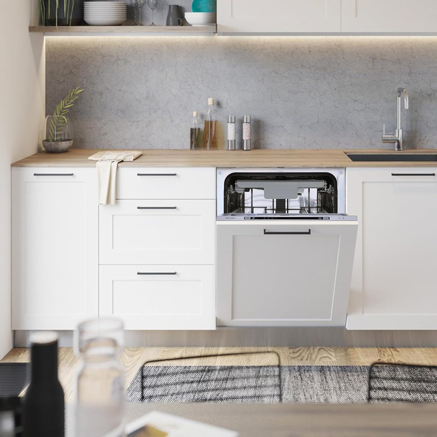 Built-In Dishwasher 10 Place Settings 7 Programs White 30 Min Quick Wash