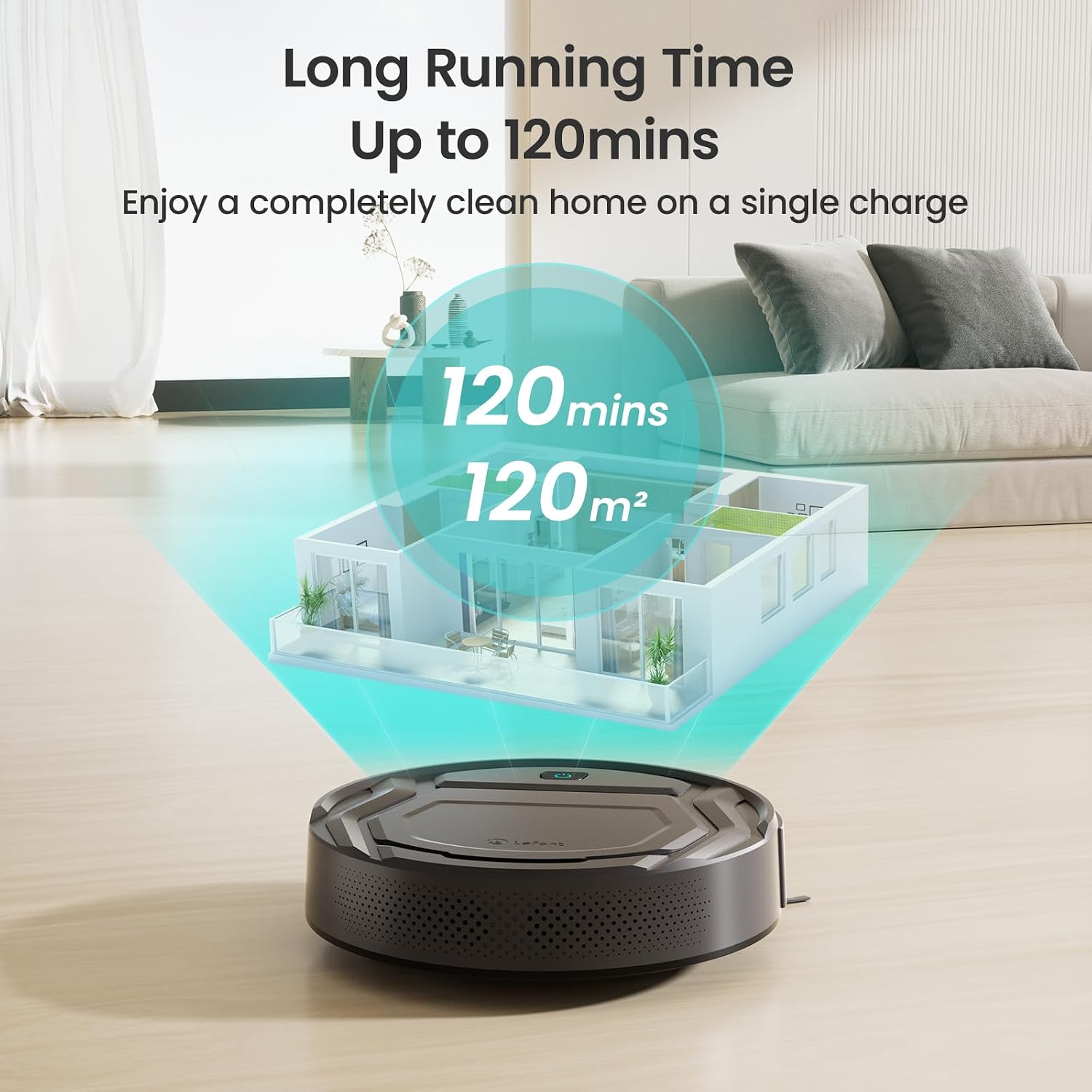 Robot Vacuum And Mop 5000Pa Carpet Boost 120 Min Black