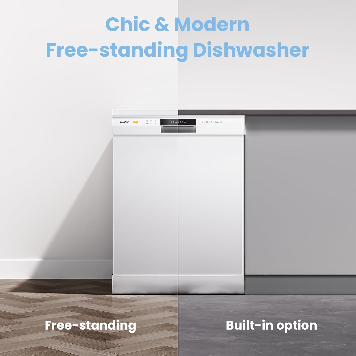 Freestanding Dishwasher 13 Place Settings 6 Programmes White Auto Door Open