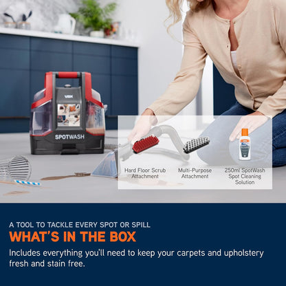 Spot Cleaner 1.6L 4.5m Cord Multi-Surface Handheld Red Grey