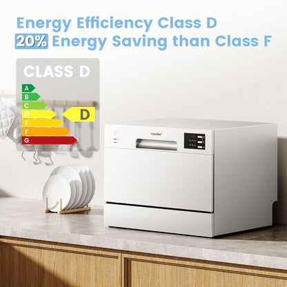 Table Top Dishwasher 6 Place Settings 6.5L LED Display Delay Start White