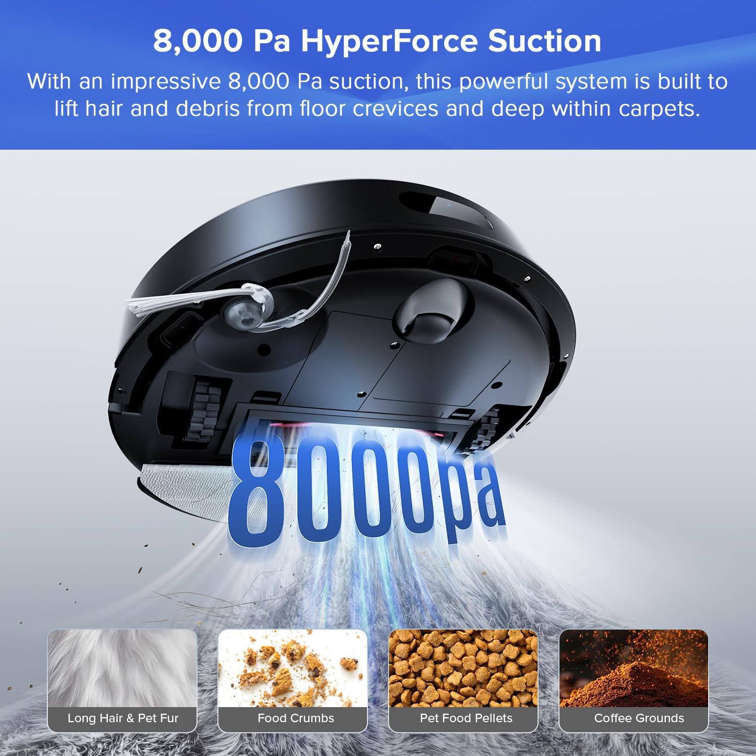 Robot Vacuum Cleaner With Mop 8000Pa Suction 150 Min Battery Black