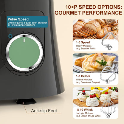 Stand Mixer 1500W 10 Speeds 5.5L Tilt-Head Greengray