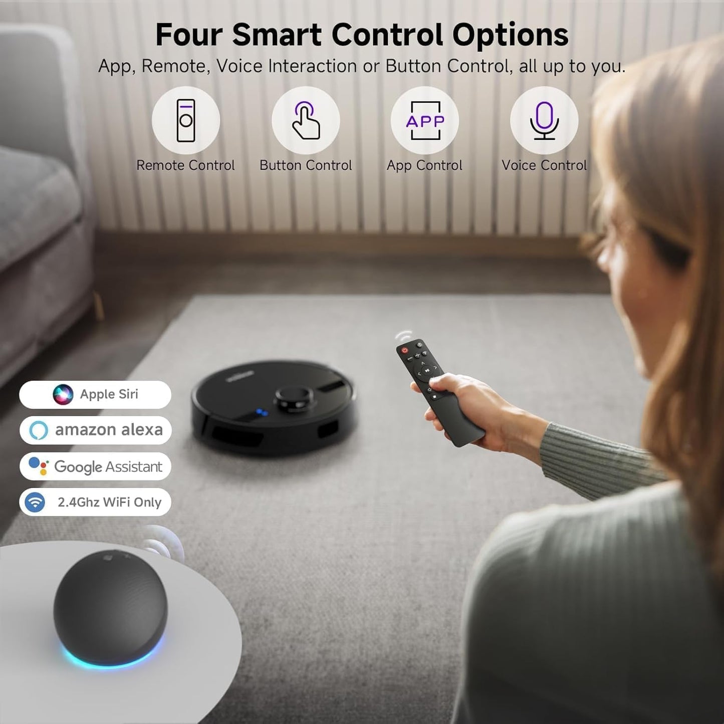 Robot Vacuum with Mop 7000Pa Suction Lidar Navigation Self-Empty Station Black