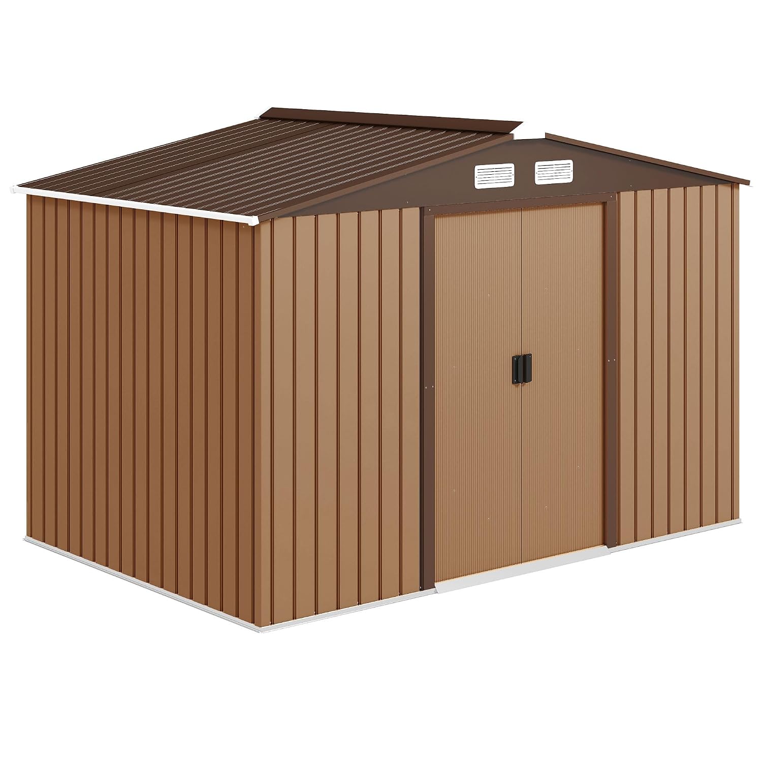 Metal Garden Shed 9 X 6 Ft Light Brown Steel Double Doors