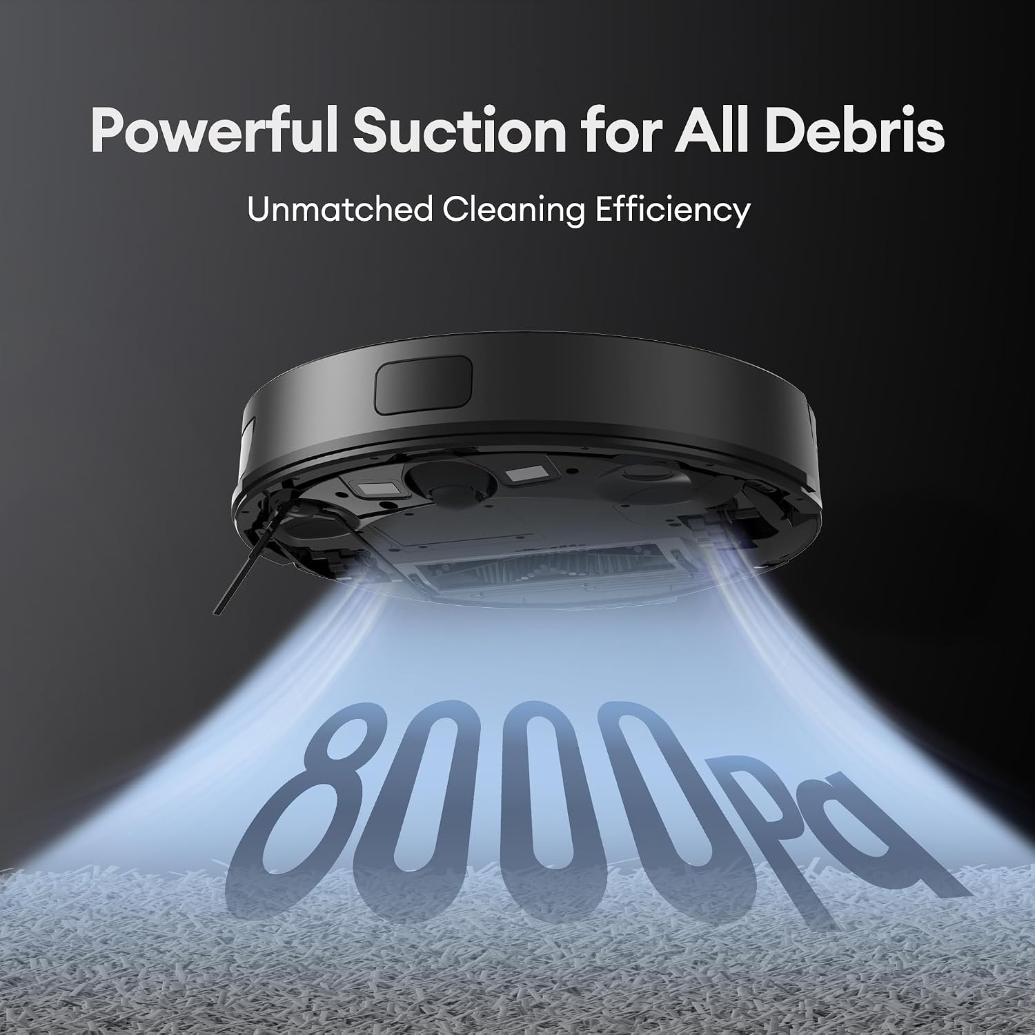 Robot Vacuum Cleaner 8000Pa LiDAR Navigation 200Mins Runtime Black