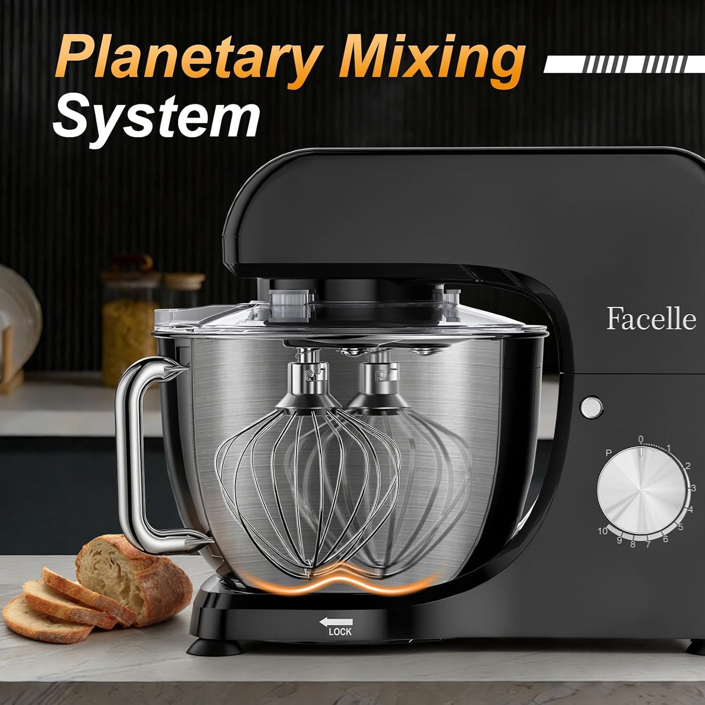 Stand Mixer 5.5L 1500W 10 Speed Pulse Black