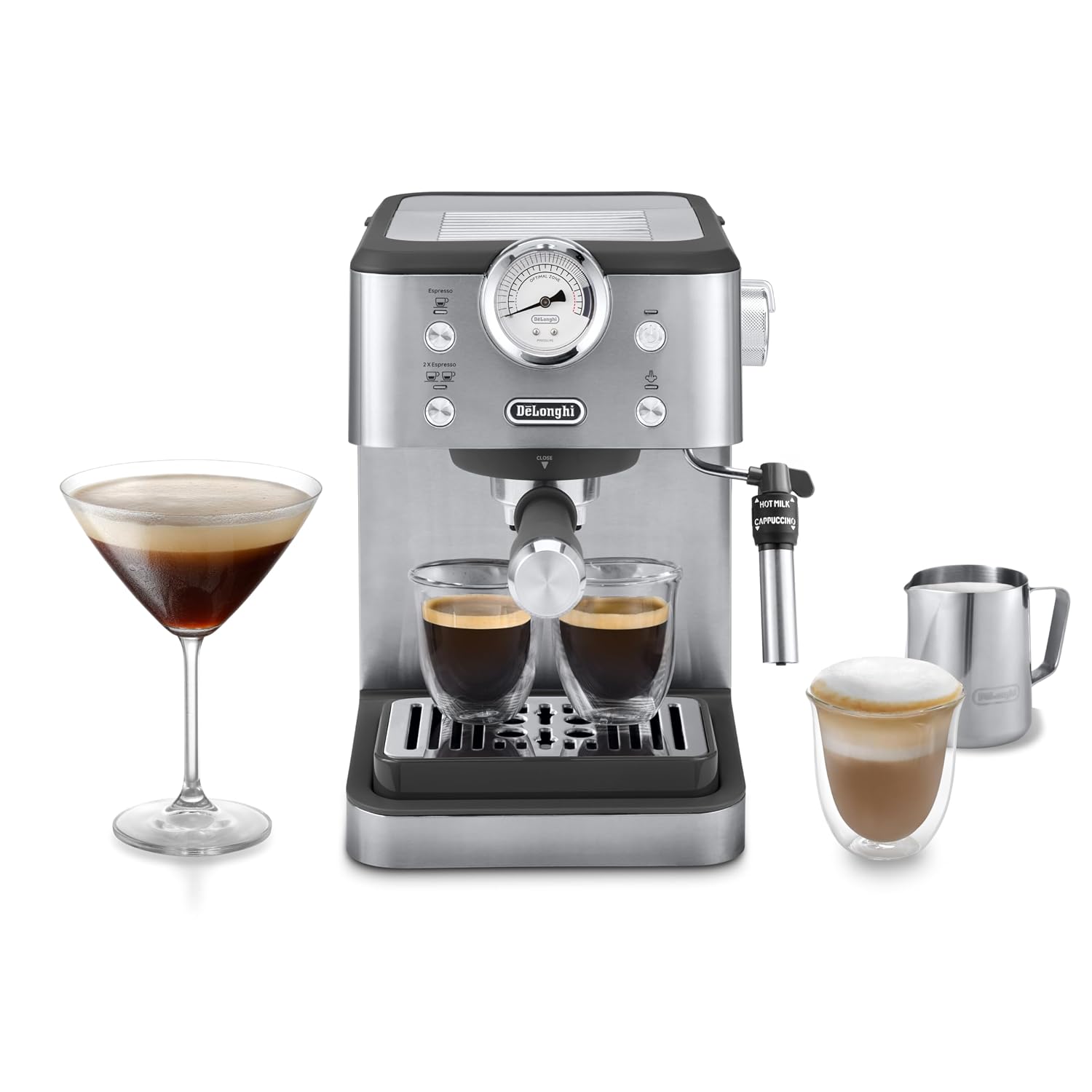 Pump Espresso Coffee Machine 15 Bar 1L Stainless Steel Black