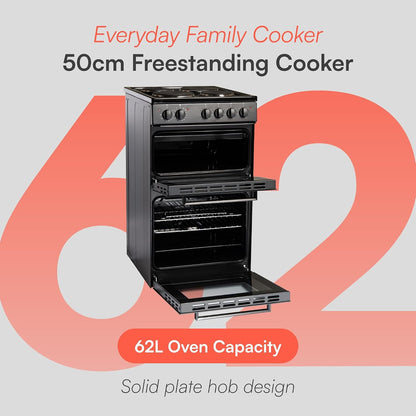 Electric Twin Cavity Cooker 93L 4 Zone Solid Plate Hob Black