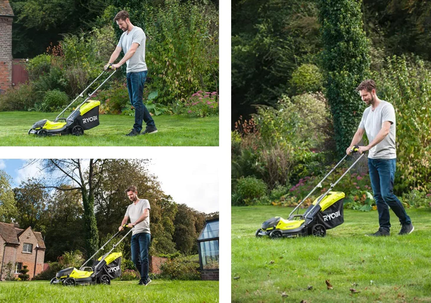 Cordless Lawnmower And Grass Trimmer Twin Kit 33cm 25cm 18V Green