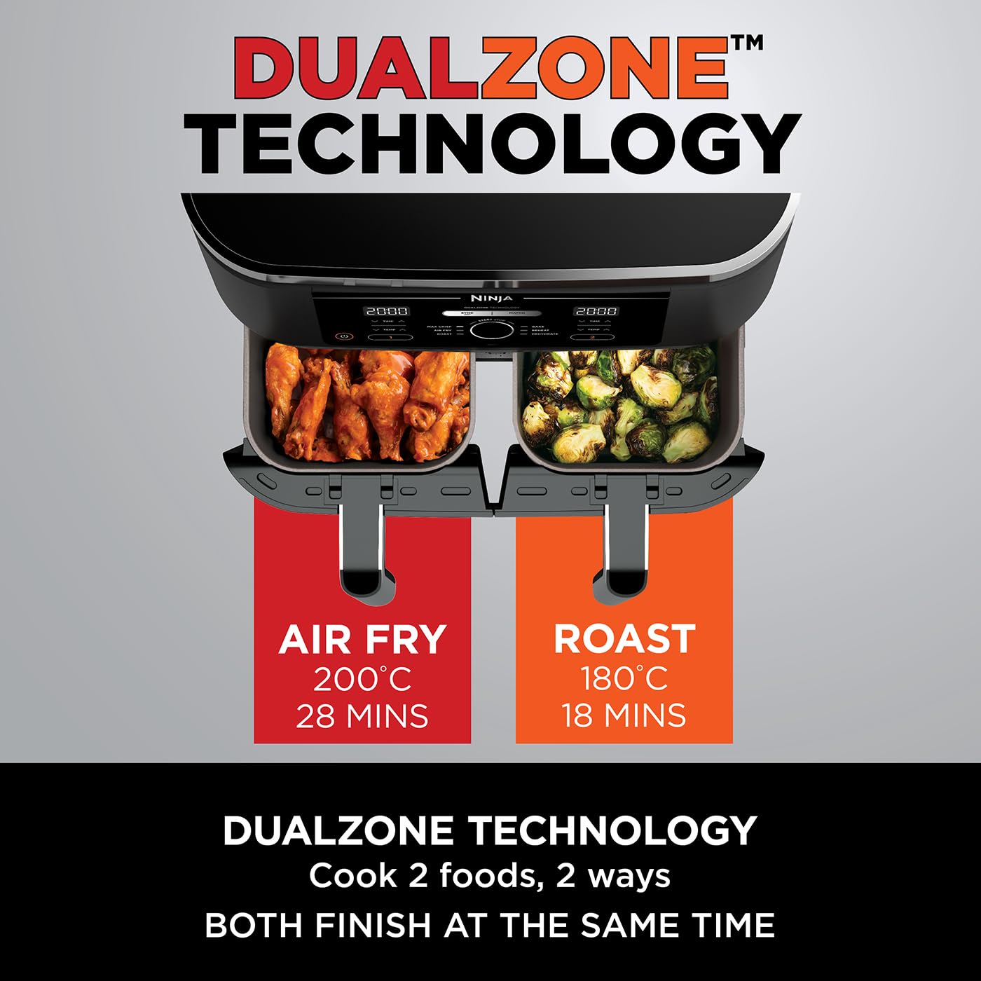 Dual Zone Digital Air Fryer 7.6L 6-in-1 Black