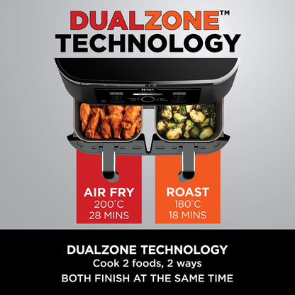 Dual Zone Digital Air Fryer 7.6L 6-in-1 Black