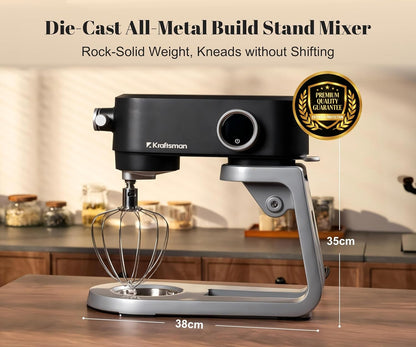 Stand Mixer 5L 8 Speeds Timer Stainless Steel Bowl Black