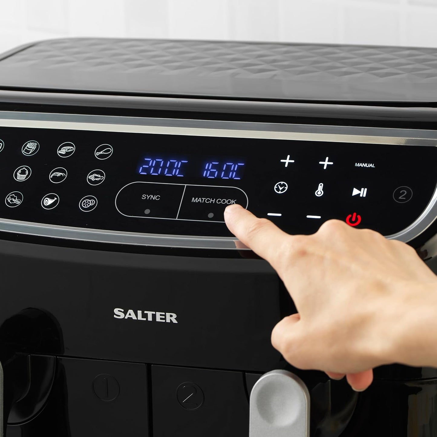 Dual Air Fryer 8.2L 12 Presets Sync & Match Cook Black