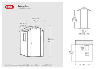Resin Garden Storage Shed 6 X 4 Ft Grey Single Door Lockable