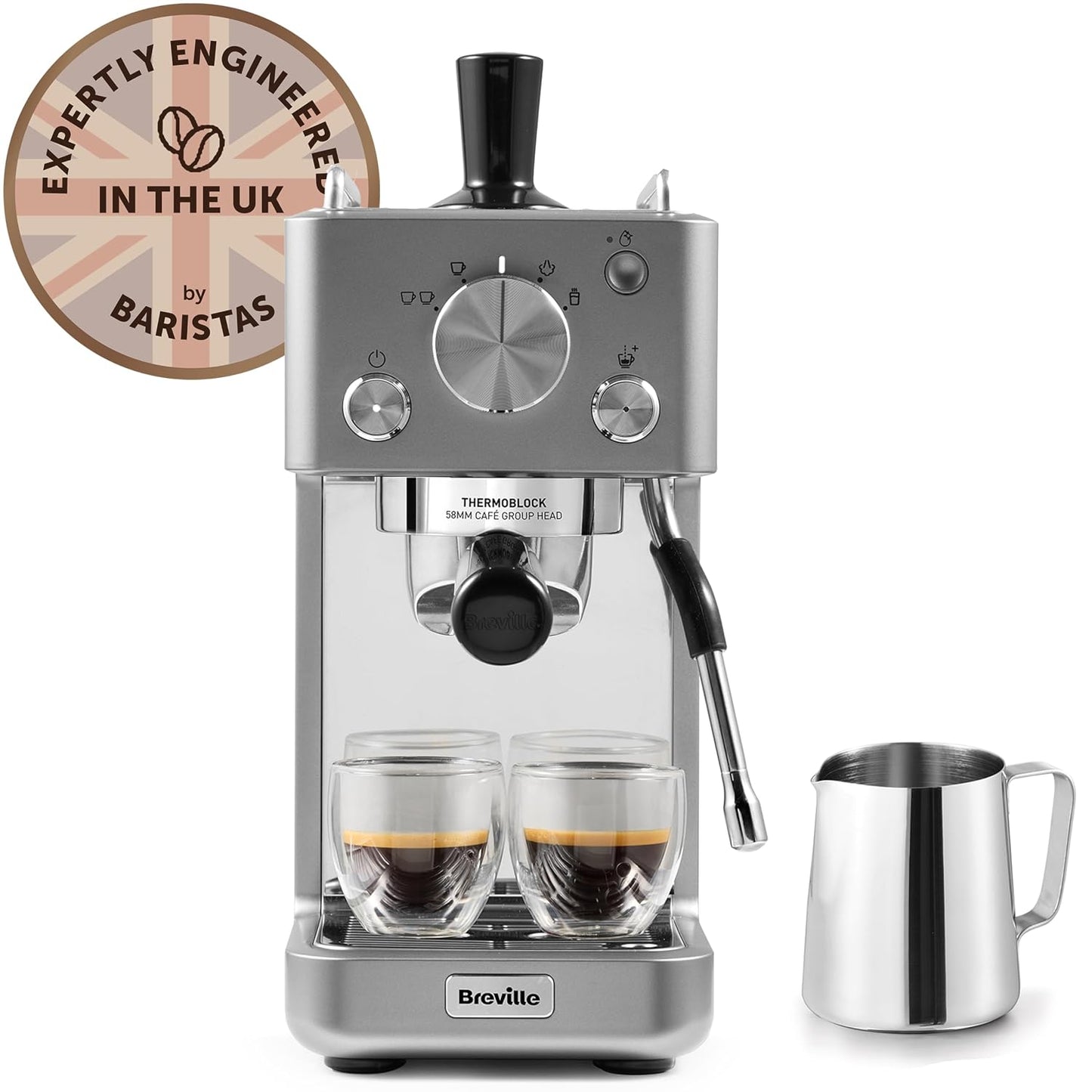 Espresso Machine 15 Bar Pump Milk Frother Silver
