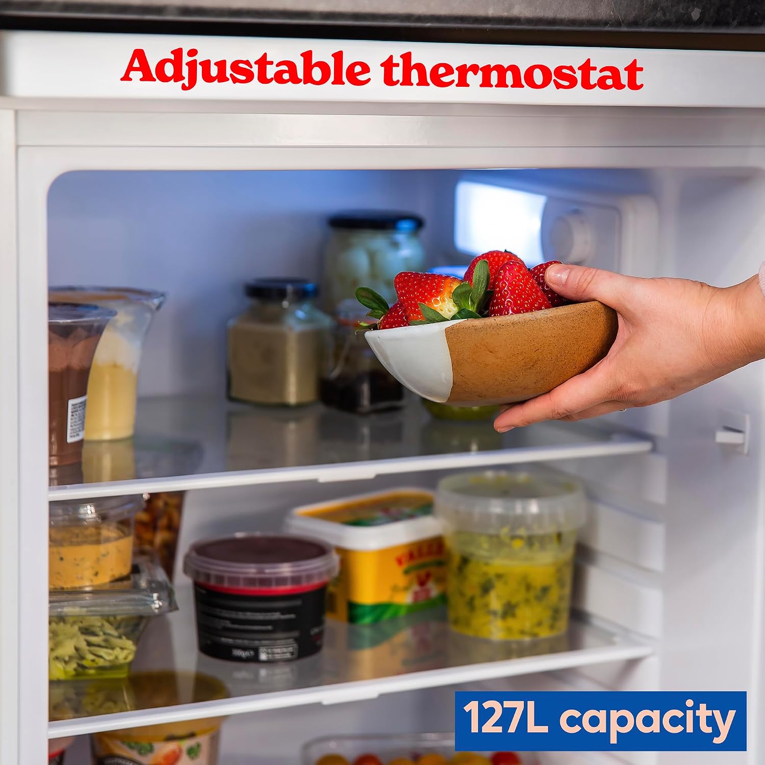Under Counter Larder Fridge 127L Adjustable Thermostat White Reversible Door