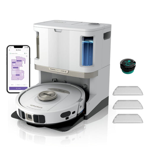 Robot Vacuum And Mop With Self-Emptying Base 60-Day LiDAR Navigation White