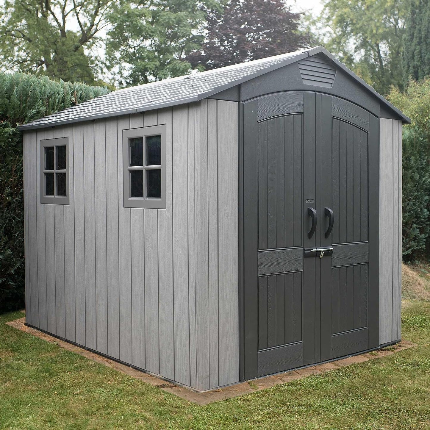 Garden Storage Shed 7 X 9.5 Ft Light Grey HDPE Steel Reinforced