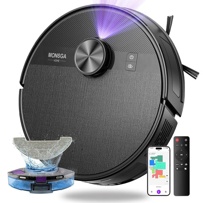 Robot Vacuum Cleaner 7000Pa LiDAR Navigation 180Mins Runtime Black