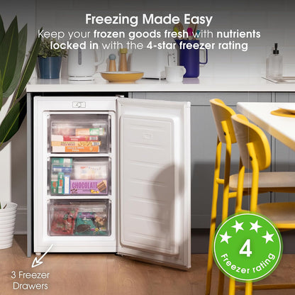 Under Counter Freezer 48cm 60L Freestanding White Reversible Door
