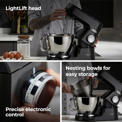 Stand Mixer 1200W Integrated Scale 5L 3.5L Bowls Black
