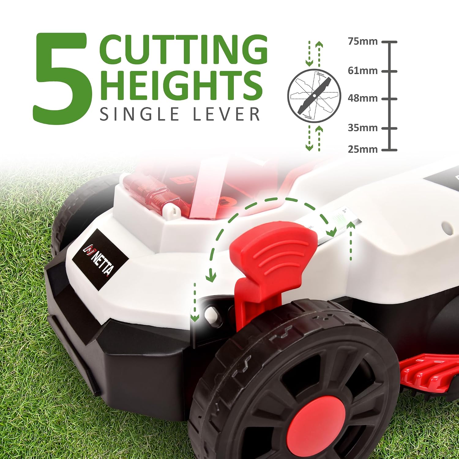 Cordless Lawn Mower 33cm 20V 4.0Ah Brushless Motor White