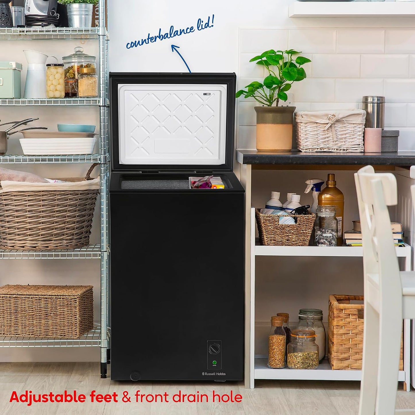 Chest Freezer 99L Freestanding With Adjustable Temperature Black