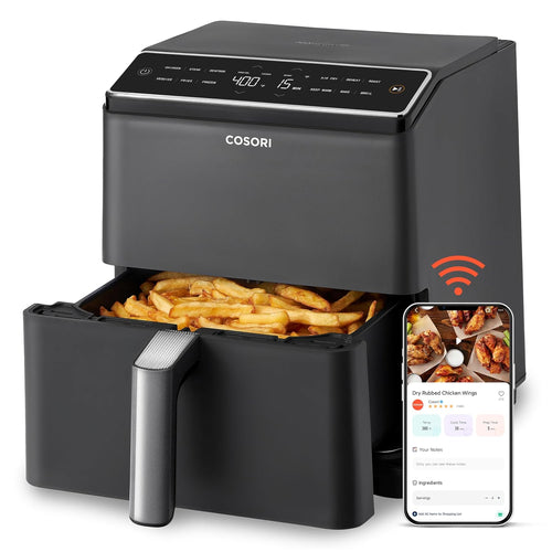 Dual Blaze Air Fryer 6.4L Top & Bottom Heating No Shaking Black