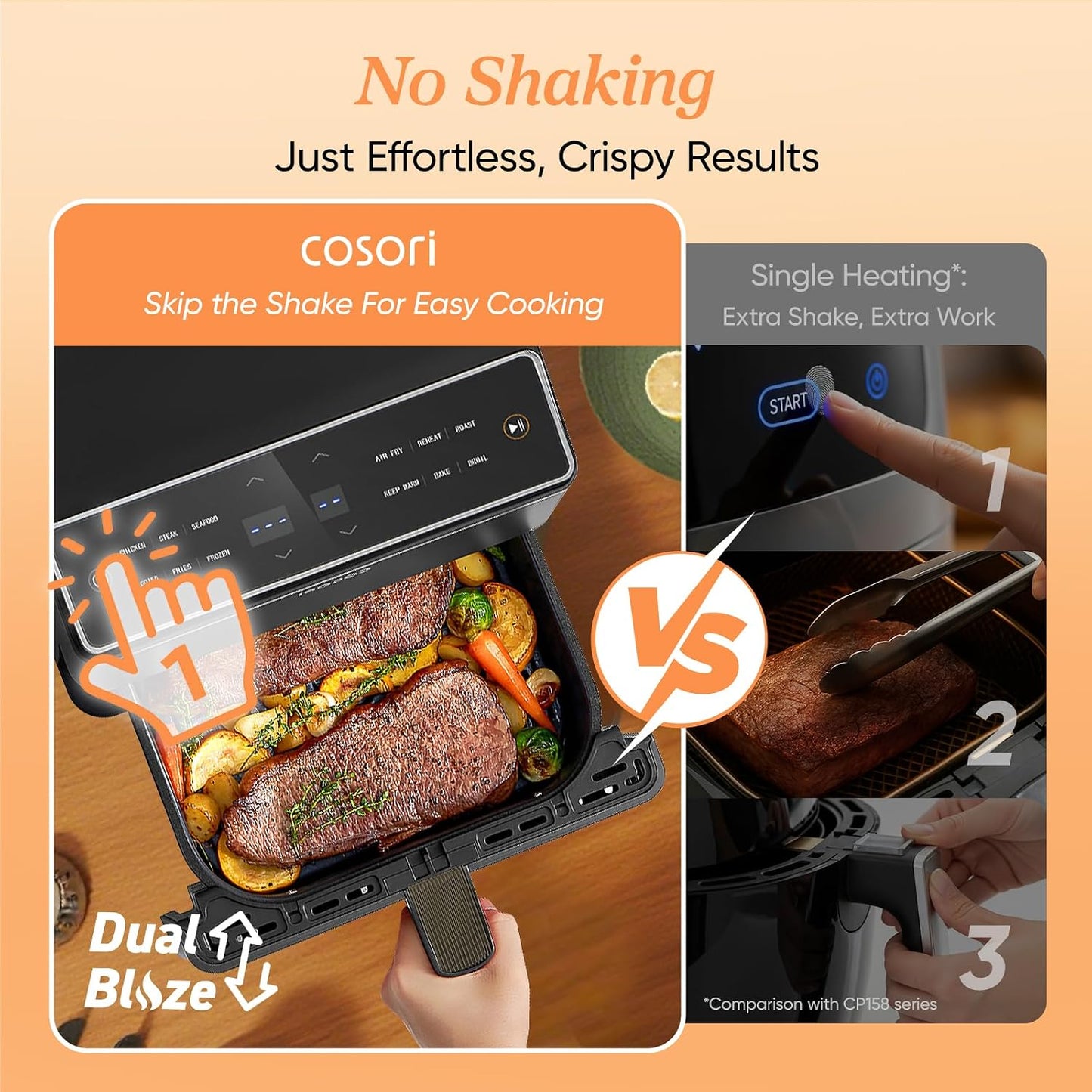 Dual Blaze Air Fryer 6.4L Top & Bottom Heating No Shaking Black