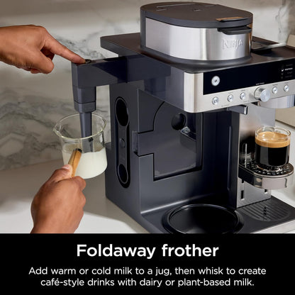 2-in-1 Filter Coffee And Pod Capsule Machine 1.8L Built-in Milk Frother Black
