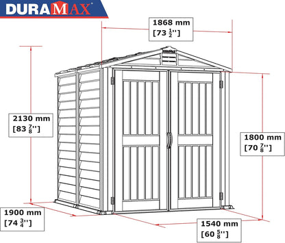 Plastic Garden Storage Shed 6 X 6 Ft Dark Grey Adobe Metal Roof