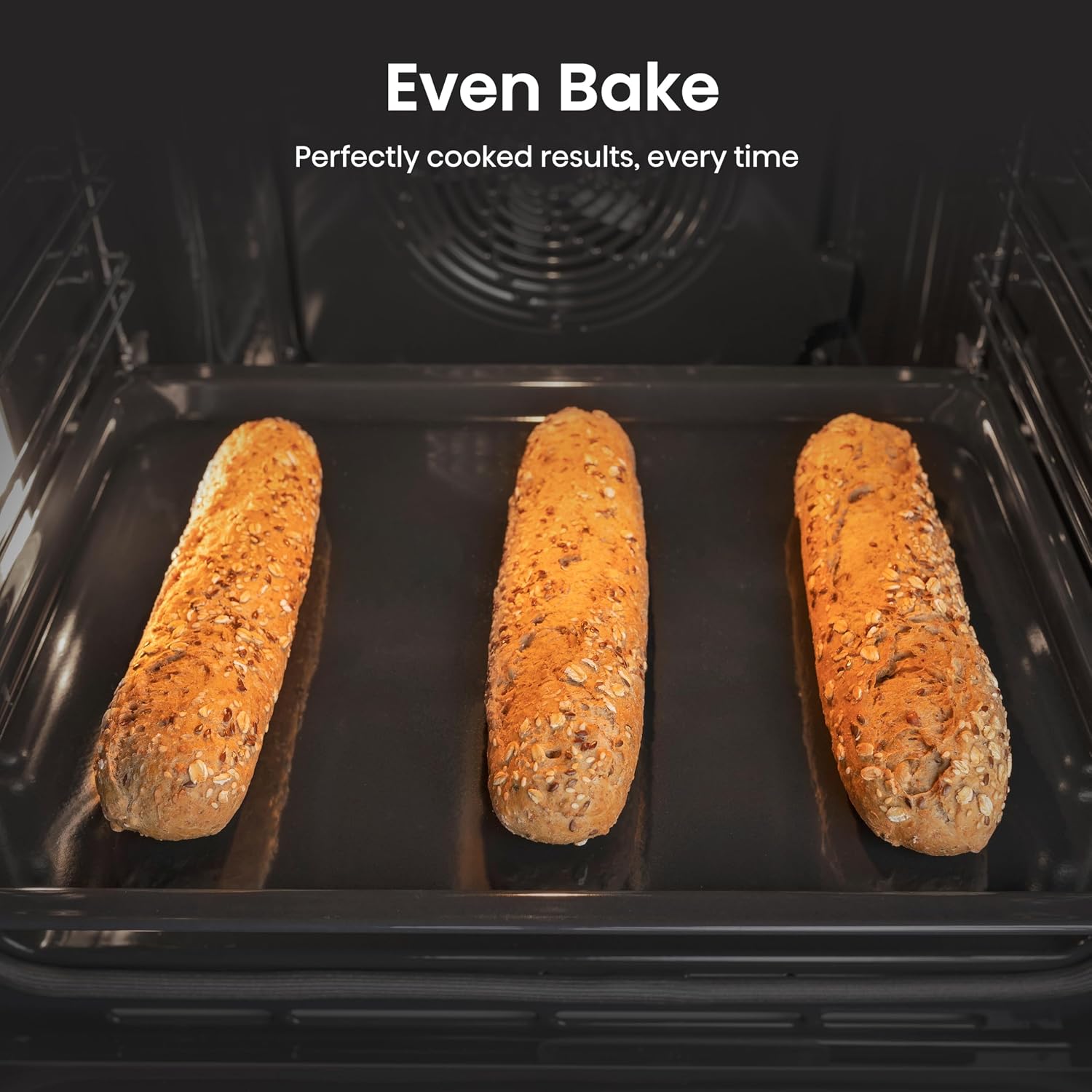 Electric Cooker 69L/43L Double Oven Air Fry Mode Ceramic Hob Black