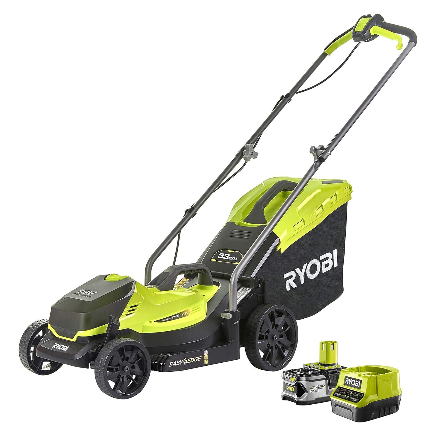Cordless Lawnmower And Grass Trimmer Twin Kit 33cm 25cm 18V Green