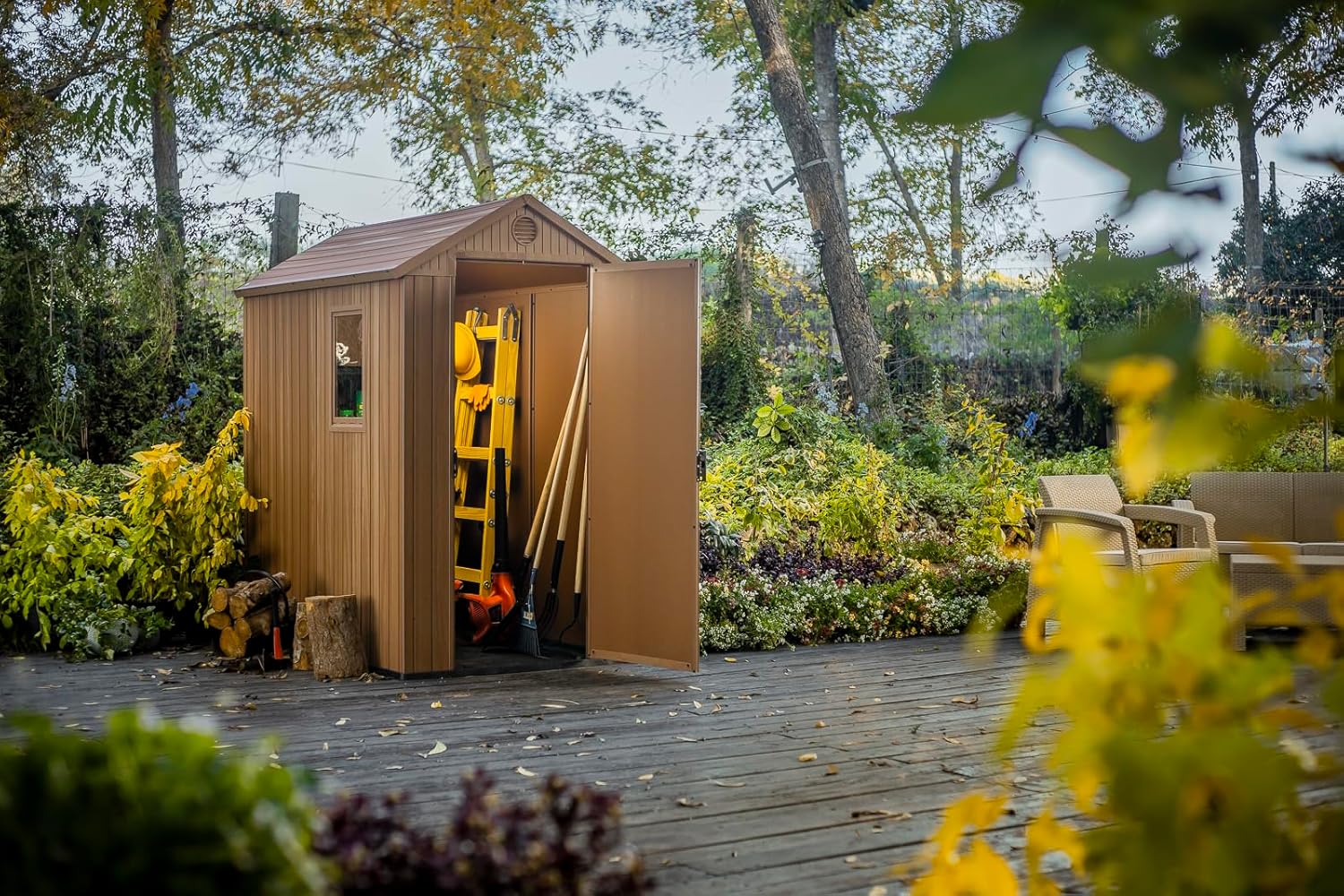 Darwin 6x4ft Double Door Garden Shed — Wood-Effect Outdoor Storage