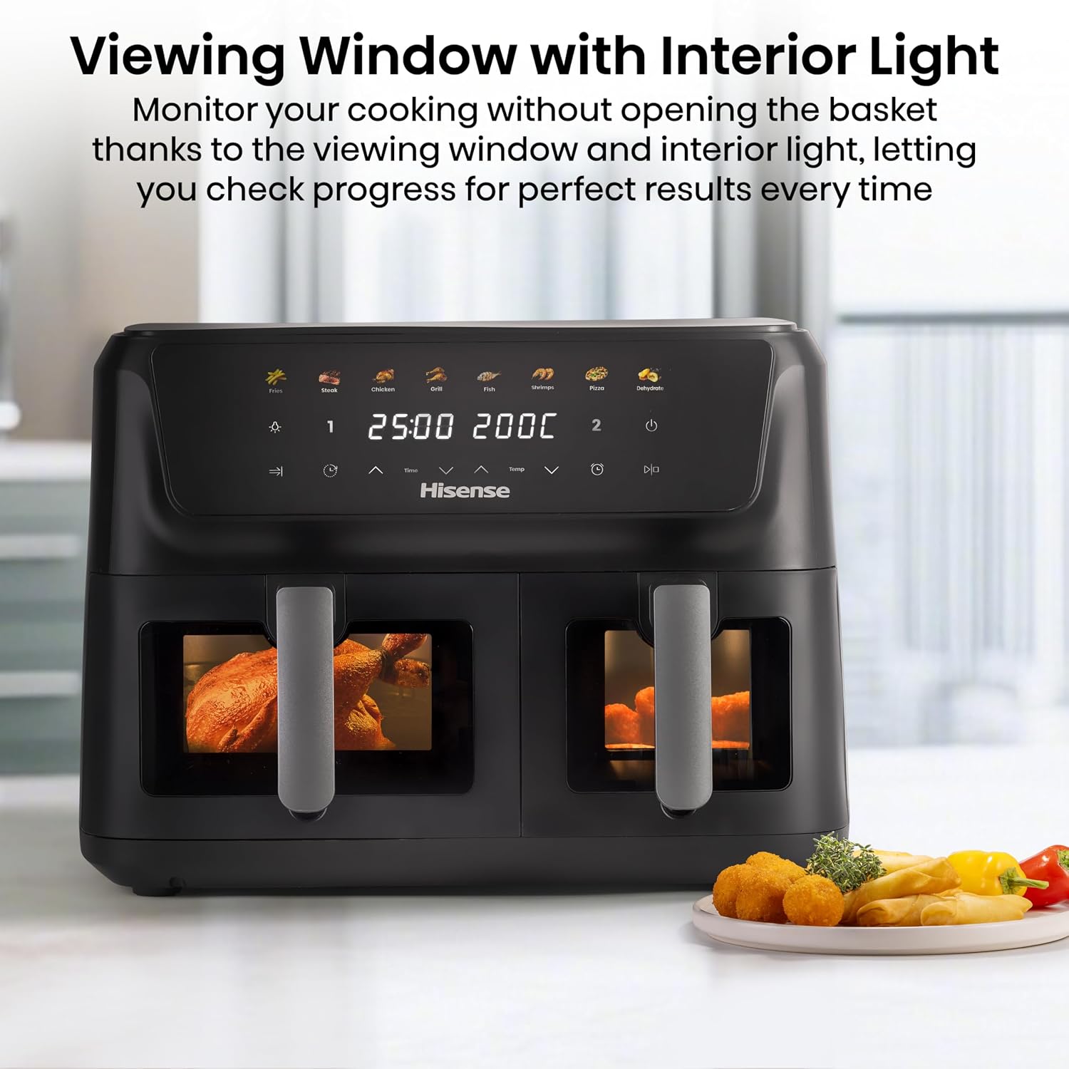 Air Fryer 11L Dual Zone 2700W Colour Touch Display 8 Functions Black