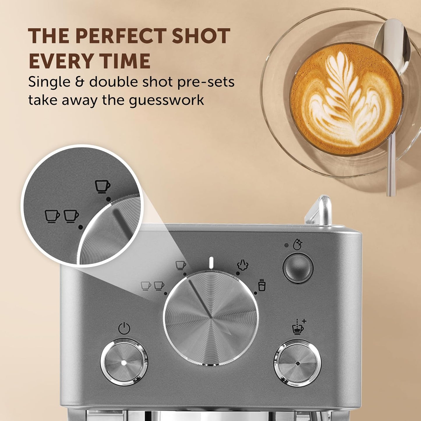 Espresso Machine 15 Bar Pump Milk Frother Silver